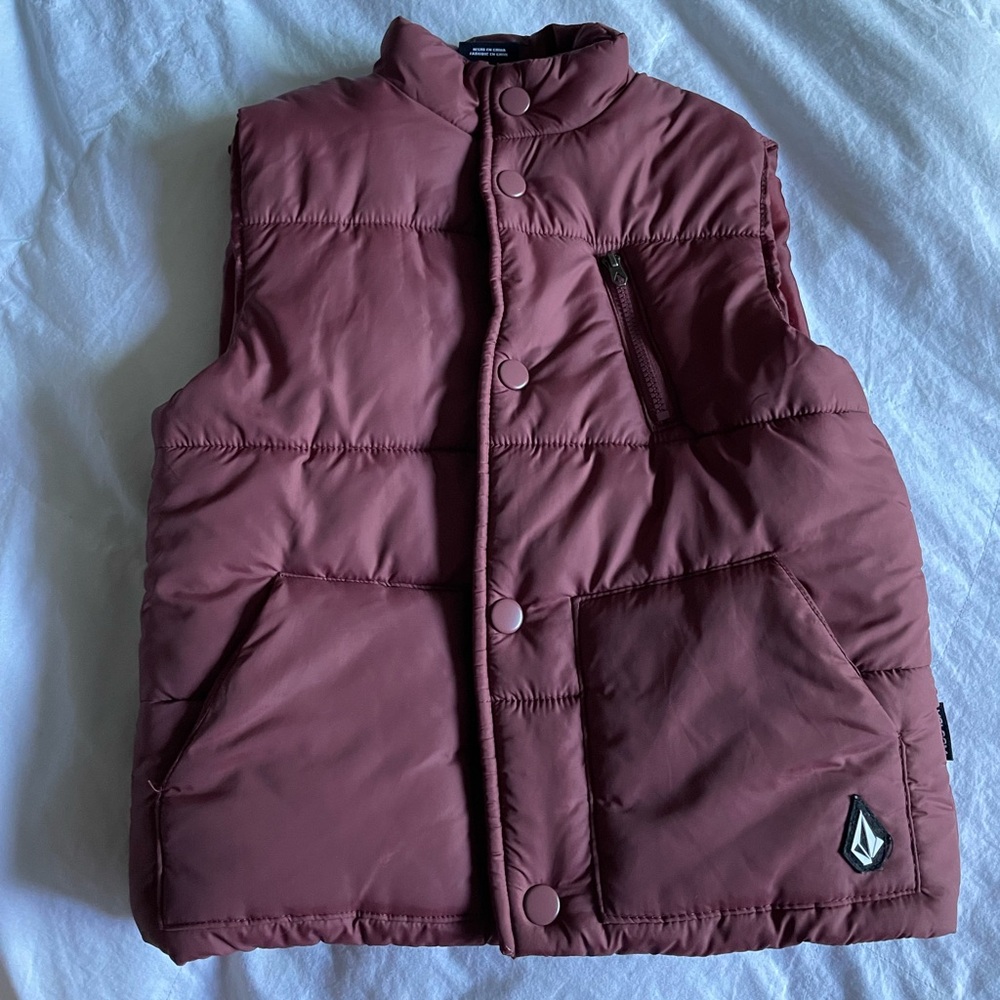 Volcom Kids Burgundy Puffer Vest with Snap Front size 3T